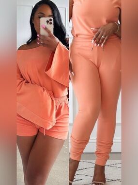 Fancy Homebody Cropped Bell Sleeve Top and Joggers Two-Piece Loungewear Set NWT